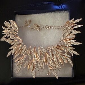 Elegant Rose Gold and Silver Leaf Necklace